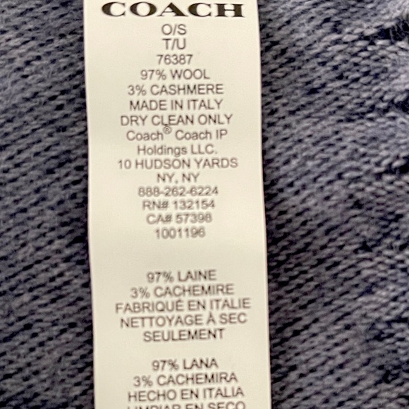 NWOT COACH UNISEX SCARF Cashmere & Wool Heavy&thick - Picture 9 of 10